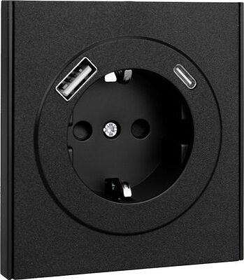Kranz KR-78-0704-5 Розетка STRONG 1-ая с/з с/у з/ш 16А с USB A+C быстрой зарядки 5В/3А антрацит KRANZ