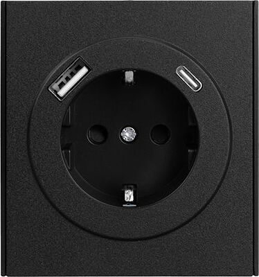 Kranz KR-78-0704-5 Розетка STRONG 1-ая с/з с/у з/ш 16А с USB A+C быстрой зарядки 5В/3А антрацит KRANZ