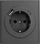 Kranz KR-78-0704-6 Розетка STRONG 1-ая с/з с/у з/ш 16А с USB A+C быстрой зарядки 5В/3А графит KRANZ