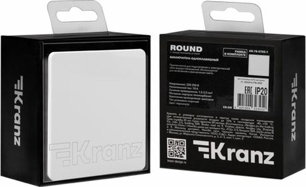 Kranz KR-78-0705-1 Выключатель ROUND 1 кл 10А с/у перламутр KRANZ