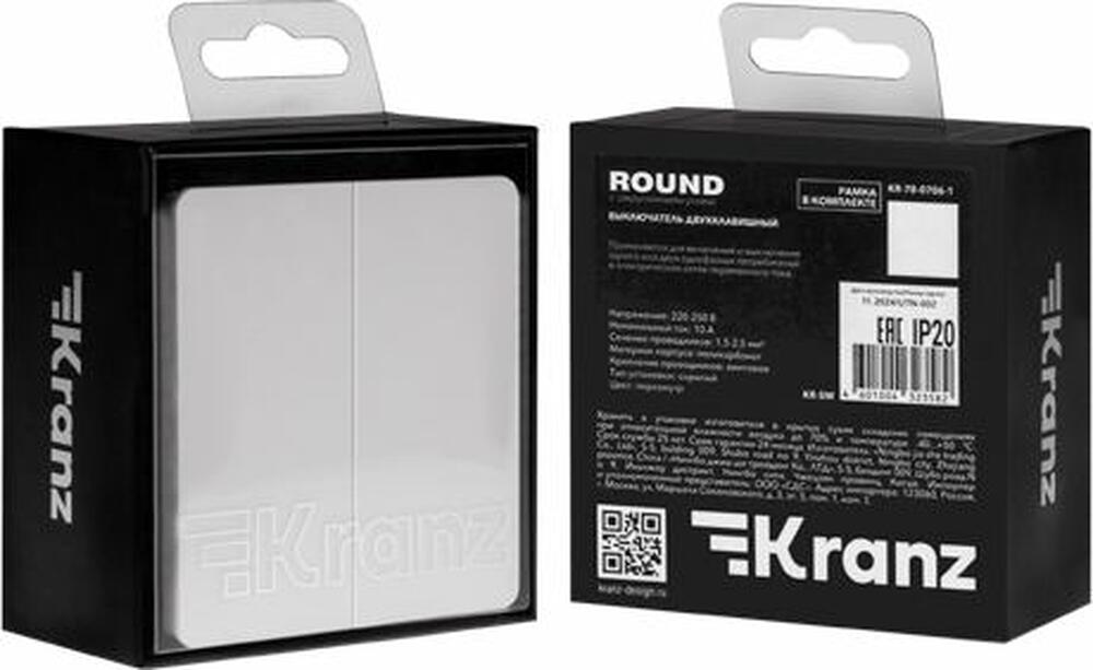 Kranz KR-78-0706-1 Выключатель ROUND 2 кл 10А с/у перламутр KRANZ