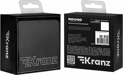 Kranz KR-78-0709-2 Выключатель ROUND 2 кл проходной (переключатель) 10А с/у титан KRANZ
