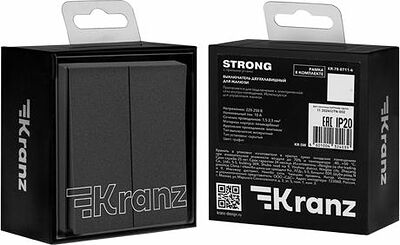 Kranz KR-78-0711-6 Выключатель STRONG 2 кл для жалюзи возвратный 10А с/у графит KRANZ
