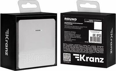 Kranz KR-78-0713-1 Выключатель ROUND 1 кл с подсветкой 10А с/у перламутр KRANZ