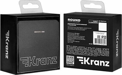Kranz KR-78-0713-2 Выключатель ROUND 1 кл с подсветкой 10А с/у титан KRANZ