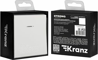 Kranz KR-78-0716-4 Выключатель STRONG 1 кл проходной (переключатель) с подсветкой 10А с/у жемчуг KRANZ