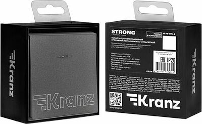 Kranz KR-78-0716-6 Выключатель STRONG 1 кл проходной (переключатель) с подсветкой 10А с/у графит KRANZ