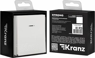Kranz KR-78-0718-4 Выключатель STRONG 1 кл перекрестный (переключатель) с подсветкой 10А с/у жемчуг KRANZ