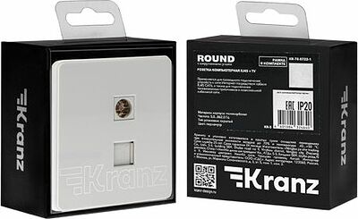 Kranz KR-78-0722-1 Розетка ROUND компьютерная RJ45 кат6 + TV с/у перламутр KRANZ