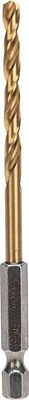 Kranz KR-91-5505 Сверло по металлу, 4,5мм, Р6М5, ТИТАН, шестигранный хвостовик (1 шт. в упаковке) DIN 338 KRANZ