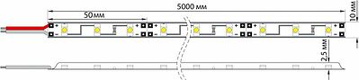 LAMPER 141-336 Лента светодиодная 12В, SMD2835, 4,8Вт/м, 60 LED/м, 3000К, 8мм, 5м, IP20 LAMPER