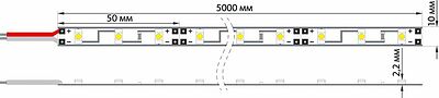 LAMPER 141-352 Лента светодиодная 12В, SMD2835, 4,8Вт/м, 60 LED/м, желтый, 8мм, 5м, IP65 LAMPER
