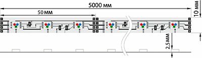 LAMPER 141-389 Лента светодиодная 12В, SMD5050, 14,4Вт/м, 60 LED/м, RGB, 10мм, 5м, IP20 LAMPER