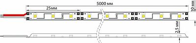 LAMPER 141-396 Лента светодиодная 12В, SMD2835, 9,6Вт/м, 120 LED/м, 3000K, 8мм, 5м, IP20 LAMPER