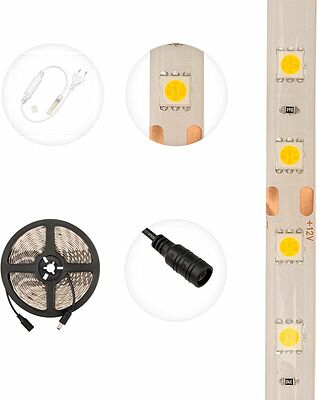 LAMPER 141-496 Лента светодиодная 12В, SMD5050, 14,4Вт/м, 60 LED/м, 3000К, 10мм, 5м, IP65 LAMPER