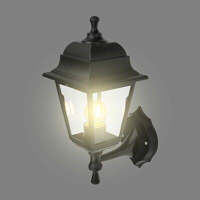LAMPER 602-305 Светильник садово-парковый НБУ 04-60-001 У1 quot;Леда quot;, настенный, черный, стекло прозрачное, четырехгранный, под лампу Е27 LAMPER