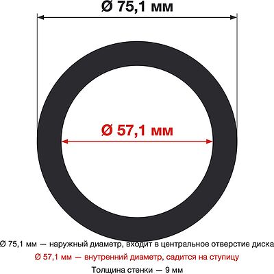 LS Slik Кольцо установочное LS (ABS, 75,1/57,1)