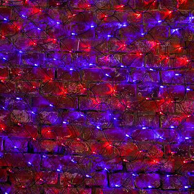 NEON-NIGHT 215-033 Гирлянда светодиодная Сеть 2,5х2,5м 432 LED КРАСНЫЙ/СИНИЙ черный ПВХ IP65 свечение с динамикой 230В контроллер в комплекте NEON-NIGHT 