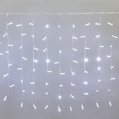 NEON-NIGHT 235-105 Гирлянда светодиодная Занавес 2x0,8м 160 LED БЕЛЫЙ прозрачный ПВХ IP65 постоянное свечение 230В нужен блок 303-500-1 NEON-NIGHT
