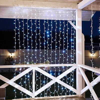 NEON-NIGHT 235-135-6 Гирлянда светодиодная Занавес 2х3м 448 LED БЕЛЫЙ прозрачный ПВХ IP65 эффект мерцания 230В нужен блок 303-500-1 NEON-NIGHT