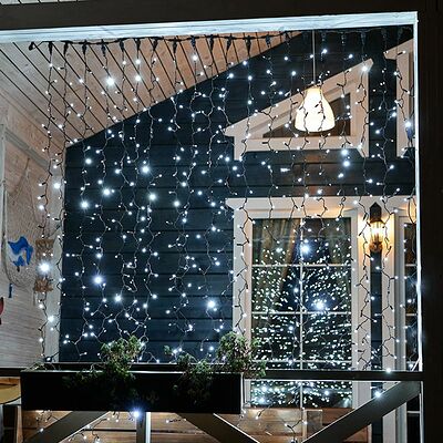 NEON-NIGHT 235-201 Гирлянда светодиодная Занавес 2х3м 600 LED БЕЛЫЙ черный ПВХ IP65 эффект мерцания 230В нужен блок 303-500 NEON-NIGHT