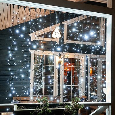 NEON-NIGHT 235-201 Гирлянда светодиодная Занавес 2х3м 600 LED БЕЛЫЙ черный ПВХ IP65 эффект мерцания 230В нужен блок 303-500 NEON-NIGHT