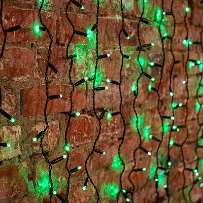 NEON-NIGHT 235-236 Гирлянда светодиодная Занавес 2х1,5м 360 LED ЗЕЛЕНЫЙ черный ПВХ IP65 эффект мерцания 230 В блок в комплекте NEON-NIGHT