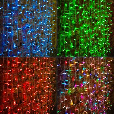NEON-NIGHT 245-309 Гирлянда светодиодная Занавес 2х1,5м 300 LED RGB прозрачный ПВХ IP65 для свечения с динамикой 230В нужен контроллер 245-908 NEON-NIGHT