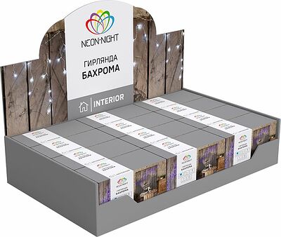 NEON-NIGHT 255-009 Гирлянда Бахрома (Айсикл), 1,8х0,5м, 48 LED RGB, прозрачный ПВХ, IP20, быстрая смена цвета, 230В, не соединяется
