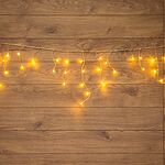 NEON-NIGHT 255-016 Гирлянда Бахрома (Айсикл), 1,8х0,5м, 48 LED ТЕПЛЫЙ БЕЛЫЙ, прозрачный ПВХ, IP20, свечение с динамикой, 230В, не соединяется