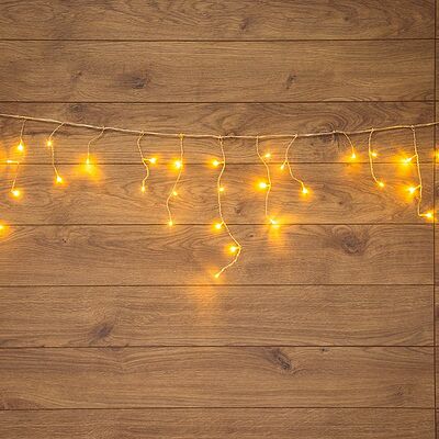 NEON-NIGHT 255-016 Гирлянда Бахрома (Айсикл), 1,8х0,5м, 48 LED ТЕПЛЫЙ БЕЛЫЙ, прозрачный ПВХ, IP20, свечение с динамикой, 230В, не соединяется