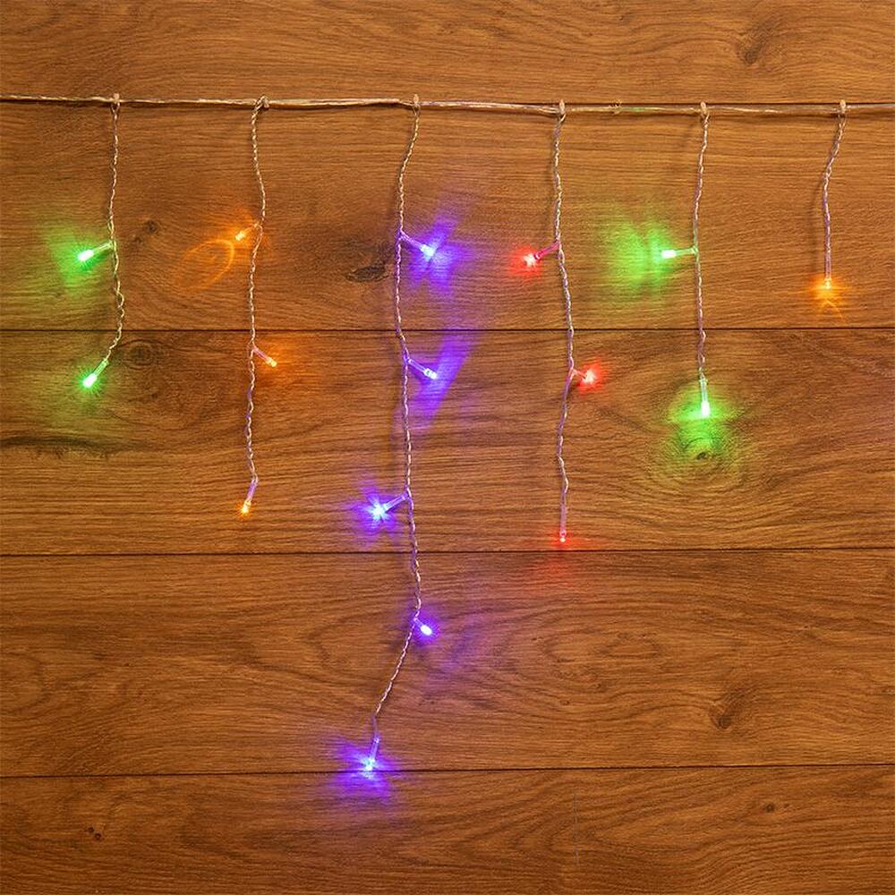 NEON-NIGHT 255-019 Гирлянда Бахрома (Айсикл), 1,8х0,5м, 48 LED МУЛЬТИКОЛОР, прозрачный ПВХ, IP20, свечение с динамикой, 230В, не соединяется ТОП