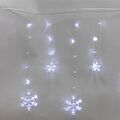 NEON-NIGHT 255-075 Гирлянда Бахрома со снежинками 2,4х0,9м, 150LED БЕЛЫЙ, прозрачный ПВХ, IP20, свечение с динамикой, 230В, не соединяется, с контроллером 8 режимов