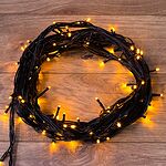 NEON-NIGHT 303-131 Гирлянда Нить управляемая 10м 100 LED ЖЕЛТЫЙ черный ПВХ IP65 свечение с динамикой 230В контроллер в комплекте NEON-NIGHT