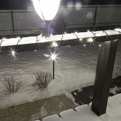 NEON-NIGHT 303-136 Гирлянда Нить управляемая 10м 100 LED ТЕПЛЫЙ БЕЛЫЙ черный ПВХ IP65 свечение с динамикой 230В нужен контроллер 217-204 NEON-NIGHT
