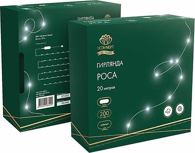 NEON-NIGHT 303-265 Гирлянда светодиодная Роса с контроллером 20м, 200LED, БЕЛЫЙ, IP20, 230В, зеленый провод NEON-NIGHT