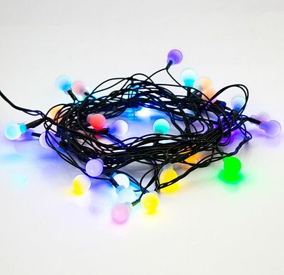 NEON-NIGHT 303-539 Гирлянда Шарики Ø15мм, 5м, темно-зеленый ПВХ, 30 диодов, цвет RGB