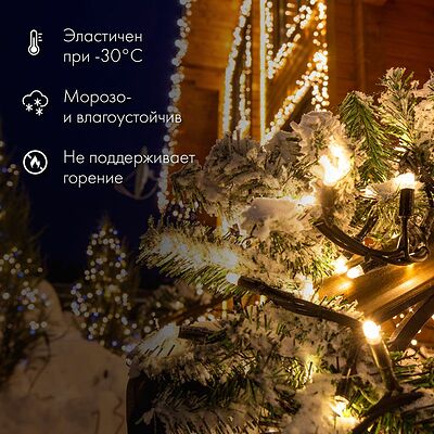 NEON-NIGHT 305-255 Гирлянда светодиодная Нить 10м 100 LED БЕЛЫЙ прозрачный ПВХ IP65 эффект мерцания 24В соединяется NEON-NIGHT нужен трансформатор 531-100/531-311/531-312