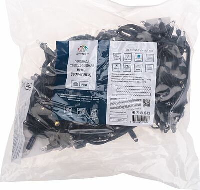 NEON-NIGHT 315-153 Гирлянда светодиодная Нить 20м 200 LED СИНИЙ черный каучук IP67 постоянное свечение 230В соединяется нужен блок 315-000 NEON-NIGHT