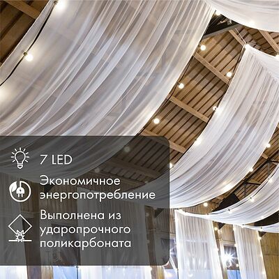 NEON-NIGHT 405-626 Лампа светодиодная, диаметр 45мм, E27, 7LED, 2Вт, ТЕПЛЫЙ БЕЛЫЙ, матовая колба, 24В NEON-NIGHT