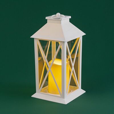 NEON-NIGHT 513-046 Декоративный фонарь со свечой 14x14x29 см, белый корпус, теплый белый цвет свечения NEON-NIGHT