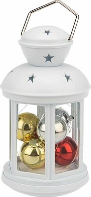 NEON-NIGHT 513-062 Декоративный фонарь с шариками 12х12х20,6 см, белый корпус, теплый белый цвет свечения NEON-NIGHT