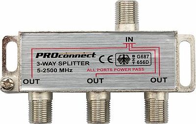 PROconnect 05-6202-4 Делитель ТВх3 под F-разъем, 5-2500МГц СПУТНИК PROconnect