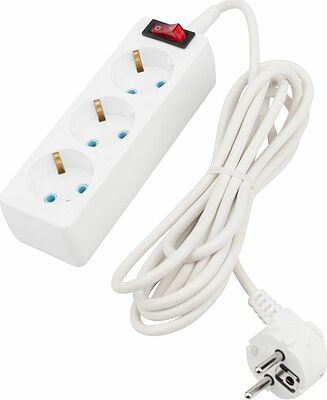 PROconnect 11-7210 Удлинитель 3 гнезда, 3м, 3х0,75мм², с/з, с кнопкой, белый PROconnect
