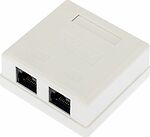 REXANT 03-0136 Розетка компьютерная внешняя, 2-порта RJ-45 (8P8C), UTP CAT 6 REXANT