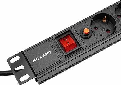REXANT 04-0104-1 Блок распределения питания для 19 quot; шкафов, горизонтальный, 8 розеток СЕЕ 7/4, 16A, выкл, алюм корп, шнур 2м, вилка СЕЕ 7/7 REXANT