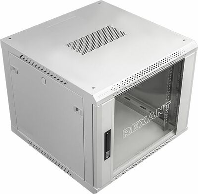 REXANT 04-0666-111 Настенный шкаф 19 quot; 6U 600×600×368 (ШxГxВ), дверь стекло, металлическая задняя стенка, боковые съемные стенки, RAL 7035 REXANT