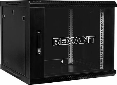 REXANT 04-1266-112 Настенный шкаф 19 quot; 12U 600×600×635 (ШxГxВ), дверь стекло, металлическая задняя стенка, боковые съемные стенки, RAL 9005 REXANT