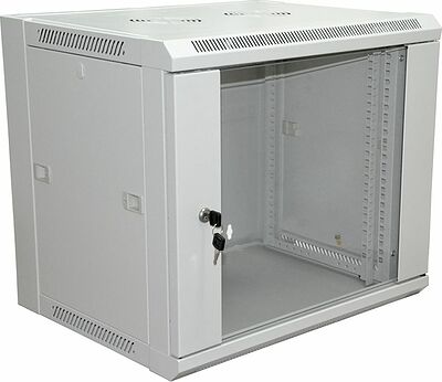 REXANT 04-2221 Шкаф настенный 19 quot; 9U 600×600×500мм (ШxГxВ) - передняя дверь стекло, боковые стенки съемные (разобранный) RAL 7035 REXANT PRO