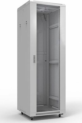 REXANT 04-2304 Шкаф напольный 19 quot; 47U 600х600мм, передняя дверь стекло, задняя дверь металл, RAL 7035 REXANT